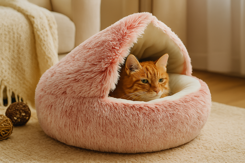 SnugglePaw™ – Cozy Plush Bed for Cats & Small Dogs