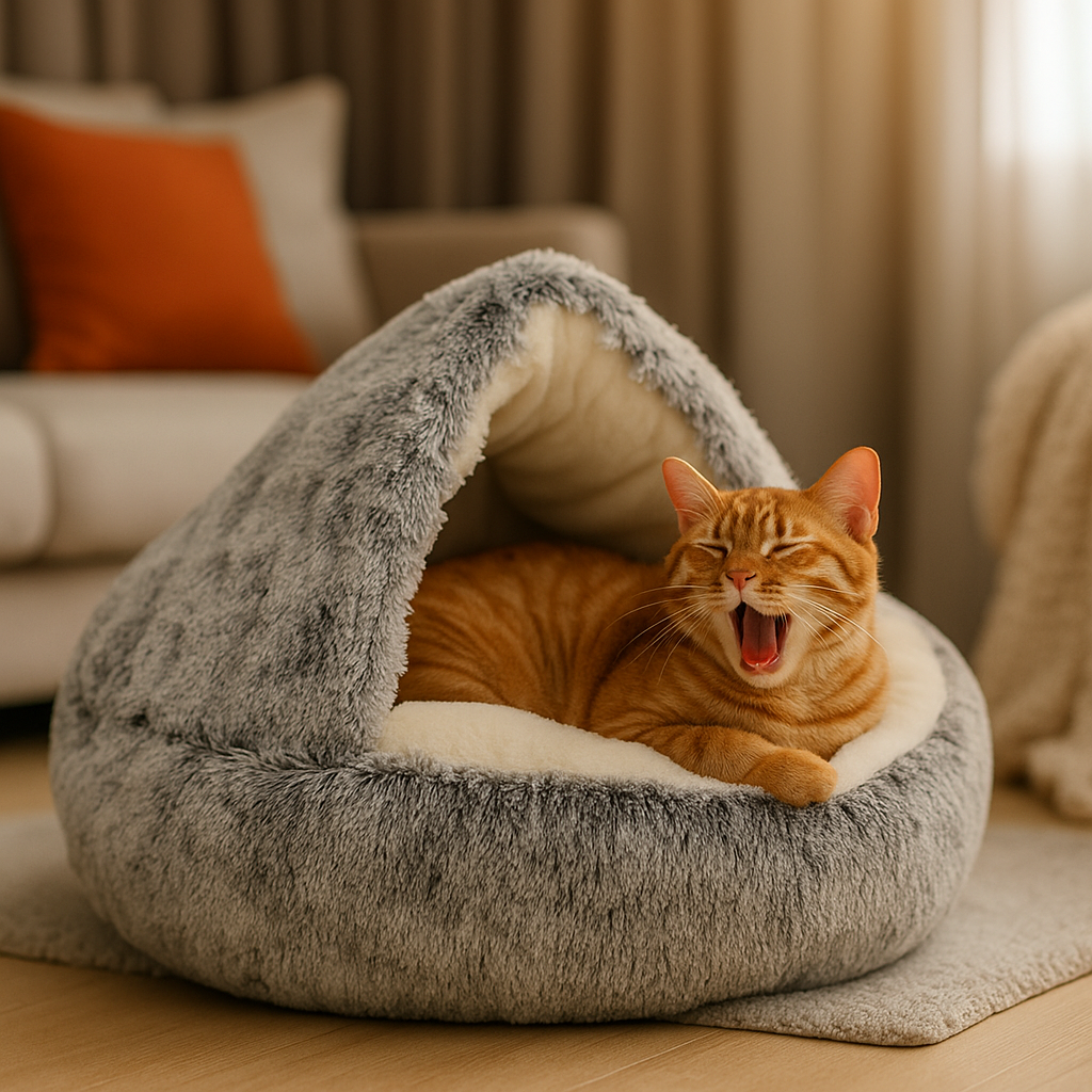 SnugglePaw™ – Cozy Plush Bed for Cats & Small Dogs